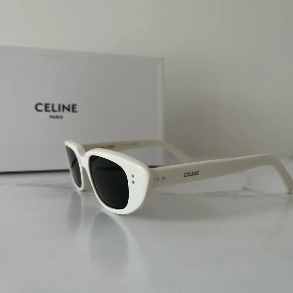 CELINE EYEWEAR  Oval acetate sunglasses white - Picture 8 of 9